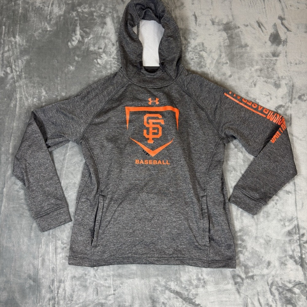 SF Giants Under Armour Hoodie Mens L Fanatics‎ MLB Baseball Gray Orange Coldgear